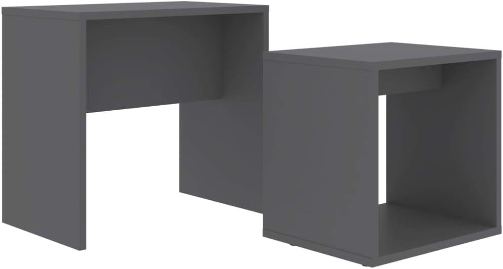 vidaXL Coffee Table Set Gray 18.9"x11.8"x17.7" Engineered Wood...