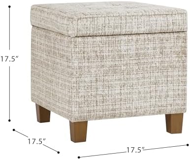 HomePop 18" Square Tufted Storage Ottoman - Cream Textural Woven