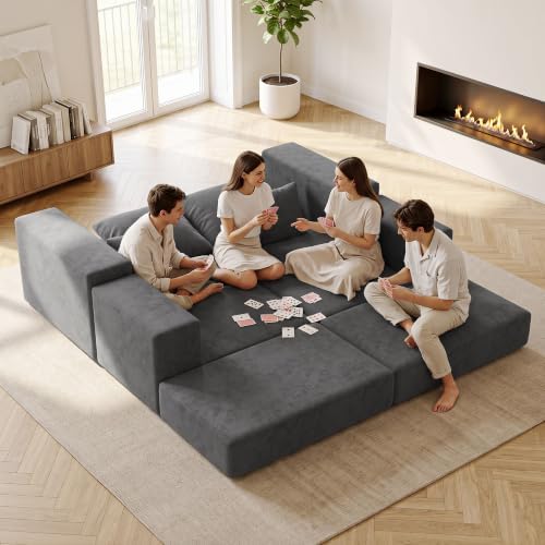 Cloud Modular Sectional Sofa, Comfy Couch for Living Room, Modern L-Shaped Co...
