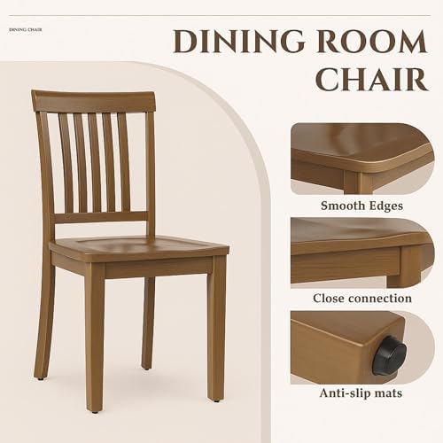 COLAMY Wooden Dining Chairs Set of 4, Spindle High Back Windsor Kitchen Side ...