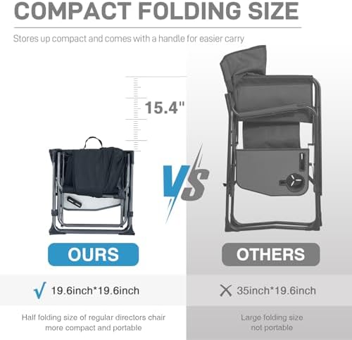 EVER ADVANCED Camping Directors' Chair with Side Table, Portable Folding ...
