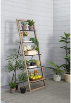 5-Tier Ladder Shelfing, Free Standing Organizer Shelves with Metal Stand, Two-Tone Indoor/Outdoor Plant Ladders, Ideal for Kitchen, Garden, Balcony Use
