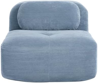 SoarFlash Sectional Middle Position Sofa, Blue | Modern Lounge Couch with Deep Seat and Movable Ottoman, Modular Convertible Sponge Sleeper Sofas with Chaise for Home House