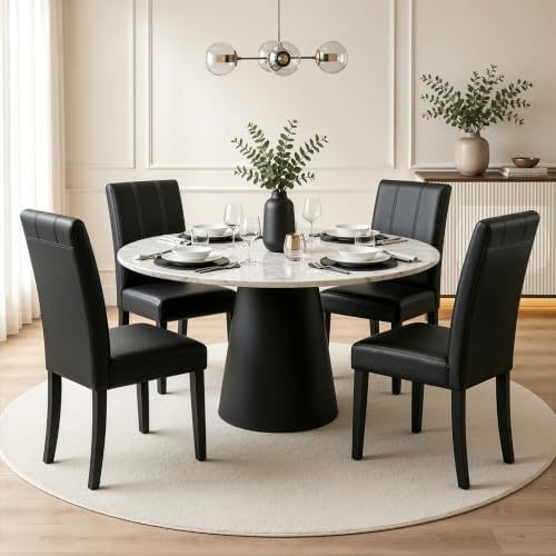 CHUN YI Dining Chairs Set of 4, Faux Leather Dining Room Chairs, Upholstered ...