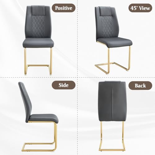 Dining Chairs Set 6, Armless Gray Kitchen Chairs,Waterproof Faux Leather Dinn...