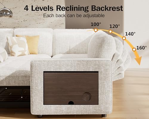 Vipbear 7 Seat L Shaped Modular Sectional Sleeper Sofa Bed with Ottoman/Pull ...