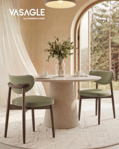 VASAGLE Wooden Dining Chairs Set of 2, Upholstered Kitchen Chairs