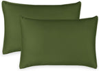 Queen Pillowcases by Pure Bamboo, Genuine 100% Organic Viscose Derived from Bamboo, Luxuriously Soft & Cooling, Double Stitching, Envelope Closure (2 Queen Pillowcases, Pesto)