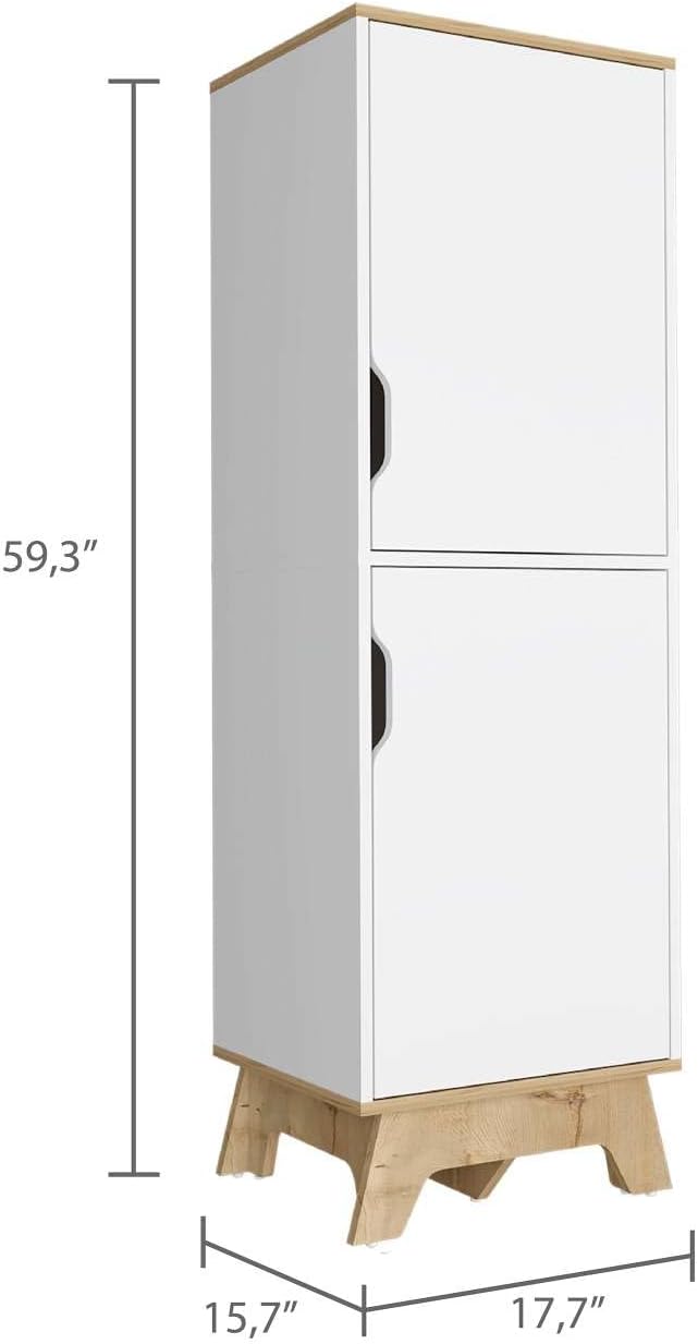 British Single Kitchen Pantry, Four Storage Shelves, Double Doors Cabinets fo...