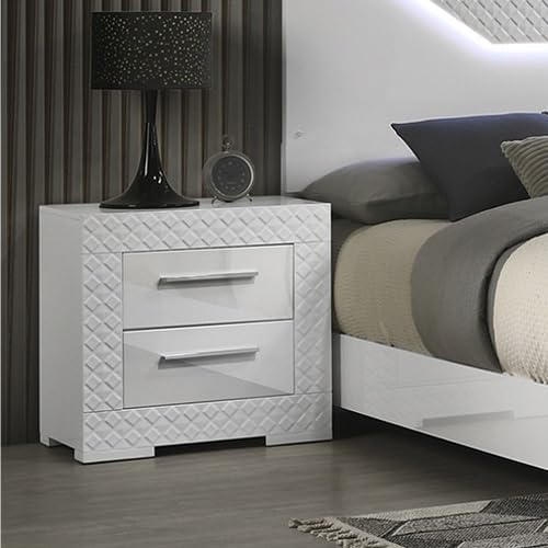 Modern Style 2-Drawer Night Stand Made with in White,for Small Spaces