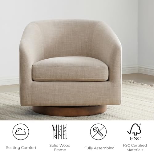 CHITA Swivel Accent Chair Set of 2, Wood Frame, Fully Assembled, Flax Beige |...