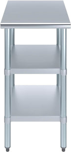 AmGood Stainless Steel Work Table with 2 Shelves | NSF | Metal Utility Table (18" Long x 24" Deep)