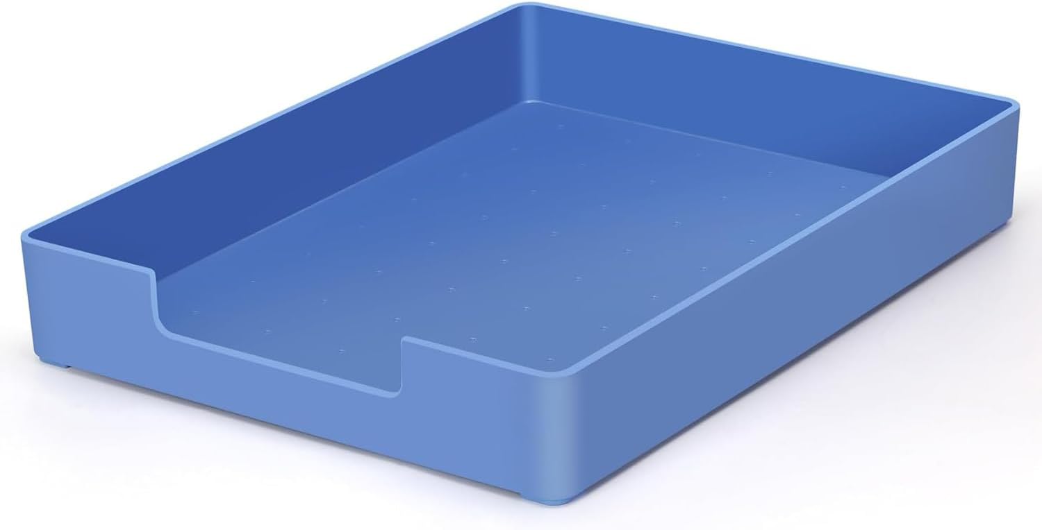 Letter-Size Tray, Desk Drawer Organizer, A4 Plastic Paper Tray for Office, School, Home Storage, and Storage Containers for Christmas Ornaments, Gift Wrap, and Crafts (Blue)