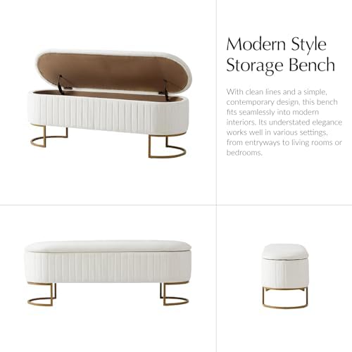 EcoHarbor Living 50.5" Velvet Bedroom Storage Bench Ottoman, Upholstered...