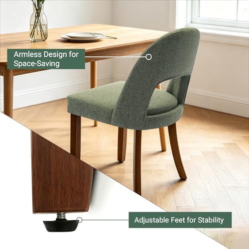 Wooden Dining Chairs Set of 4, Upholstered Kitchen Chairs with Walnut Wood Le...