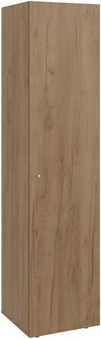 DEPOT E-SHOP Frisco 1 Door Wardrobe with Mirror and Vertical Storage Design, Natural Oak