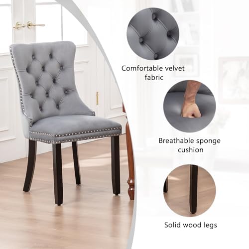 Hixkol Velvet Dining Chairs Set of 2,Upholstered Dining Chairs with Ring Pull...
