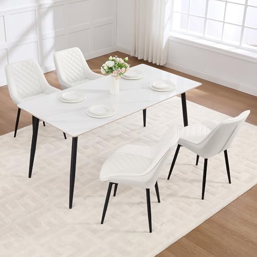 Dining Chair Set of 4, Modern Dining Chairs with Thick Cushions, Faux Leather...