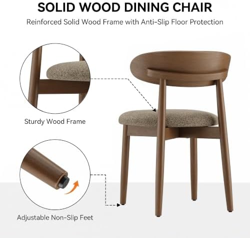 Wooden Dining Chairs set of 4, Farmhouse Dinner Chairs with Curved Back