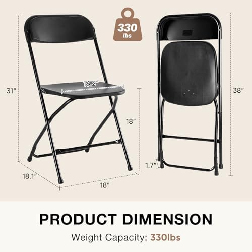 DUMOS Folding Chairs Sets of 20, Portable Chairs, Home Office | 330lbs Stacka...