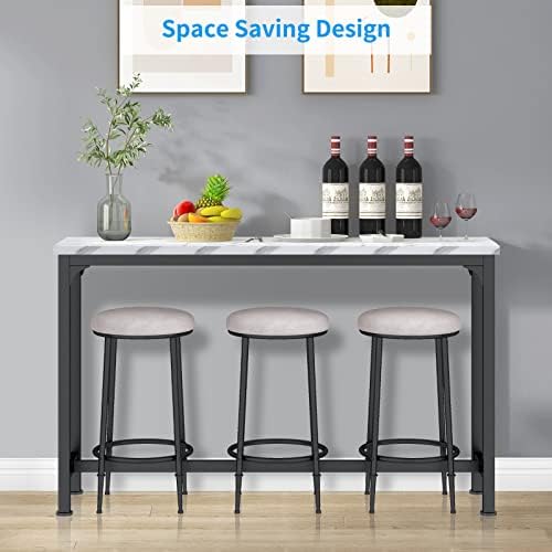 Bar Table Set for 3, 4 Piece Console Table with 3 Stools, Counter Height Kitc...