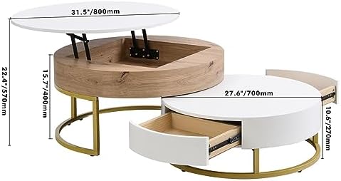 KEVINSPACE Nesting Table Set of 2 Modern, Lift-top Accent Coffee Tables with ...