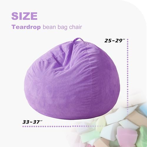 Homguava 3FT Bean Bag Chair for Adults,Teardrop Beanbag Chair with Handle | B...