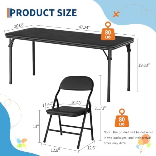 GAOMON 7 Piece Set Folding Table and Chairs Set for Boys and Girls