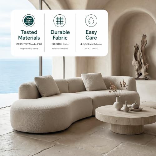 Acanva Formia Boucle Curved Sectional Couch for Living Room