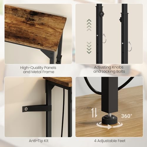 CHOEZON 29.5" Narrow Console Table with Adjustable Height (21.1"-29...