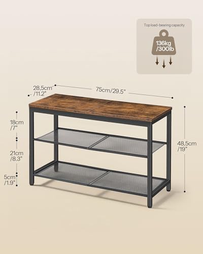 HOOBRO Shoe Bench, 3-Tier Shoe Rack, Industrial Shoe Organizer Storage Bench,...