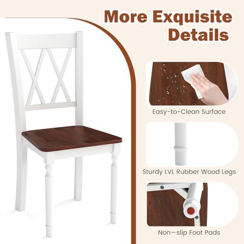 GOFLAME Wooden Dining Chairs Set of 4, Farmhouse Kitchen Side Chairs with Erg...