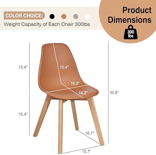 VECELO Dining Chairs Set of 4, Mid-Century Modern Kitchen & Dining Room C...