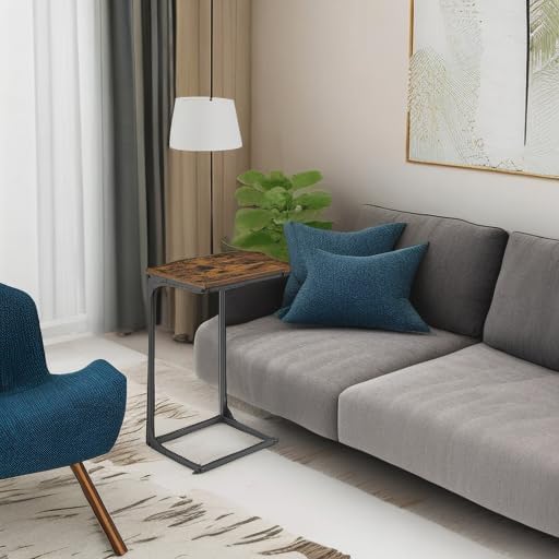 VASAGLE C-Shaped End Table, Side Table for Sofa, Couch Table with Metal Frame...