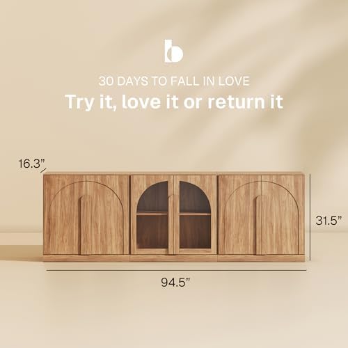 BELLEZE Bijou 3-Piece Modular Sideboard Buffet Cabinet - Camel
