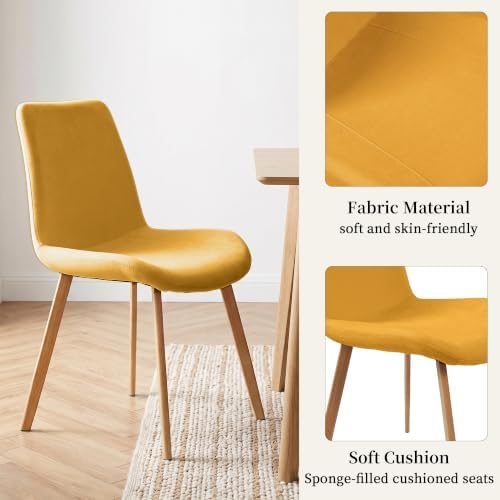 HIPIHOM Dining Chairs Set of 4, Mid-Century Modern Fabric Kitchen Chairs