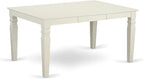 East West Furniture LGDA7-LWH-13 7 Piece Kitchen Set Consists of a Rectangle Dining Table with Butterfly Leaf and 6 Polyester Fabric Padded Chairs, linen white