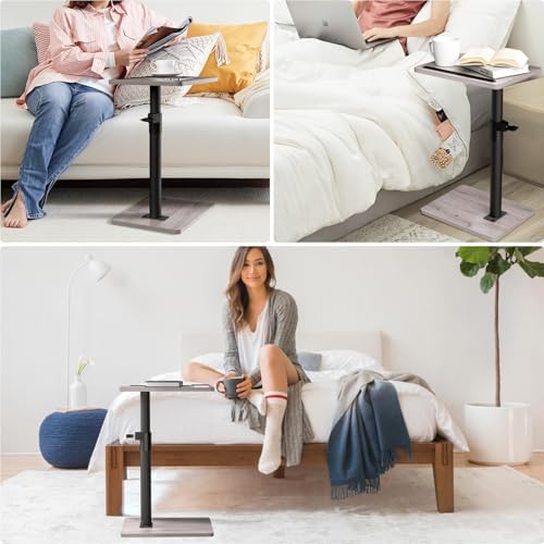 YUHFERA Sofa Armrest Tray Table for Couch - 360° Swivel Height Adjustable End...