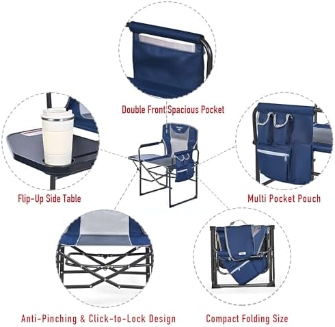 SUNNYFEEL Oversized Camping Chair Portable Directors Chairs with Side Table |...