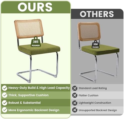 KROFEM Dining Chairs Set of 4,Modern Rattan Kitchen Chairs,Green