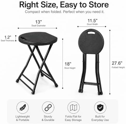 COOZMENT Folding Stool with Handle, Folding Chair,Folding Bar Stool with Non-...