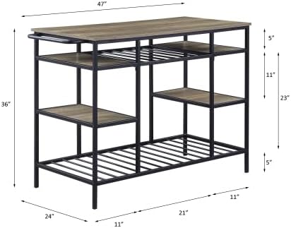 Counter Height Table with Storage & Kitchen Island Table | Composite Wood...