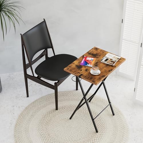 VECELO Folding TV Tray for Eating Set of 4, Portable Dinner/Snack Table with ...