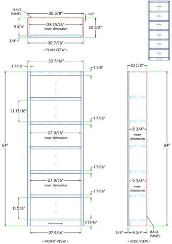 BOWERY HILL 84" Traditional Wood Bookshelf Bookcase with 4 Adjustable Sh...