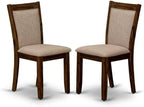 East West Furniture DLMZ5-AWN-04 5 Piece Kitchen Table Set for 4 Includes a Round Dining Room Table with Dropleaf and 4 Light Tan Linen Fabric Parsons Dining Chairs, 42x42 Inch, Natural Walnut