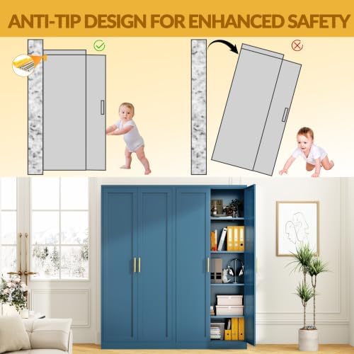 BESFUR 71" Tall Metal Storage Cabinet with 2 Doors and 4 Adjustable Shel...