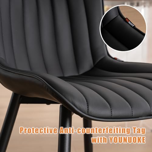 YOUNUOKE Dining Chairs Set of 2 Mid-Century Modern Kitchen Chair Black | Faux...