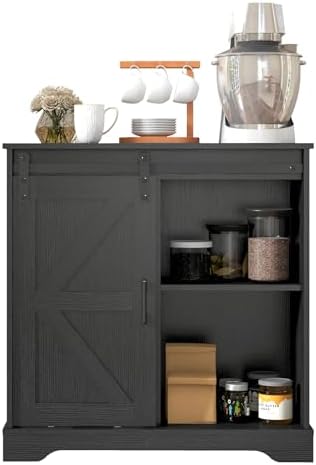Panana Sliding Barn Door Buffet Sideboard Storage Cabinet Coffee Bar Kitchen ...