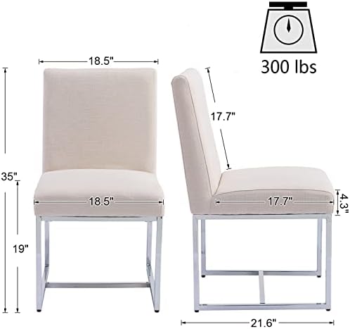 HNY Modern Dining Chairs Set of 6, Upholstered Linen Dining Room Chairs with ...