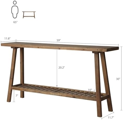 HOKYHOKY Reclaimed Solid Wood Console Table, 59" Farmhouse Entryway Tables